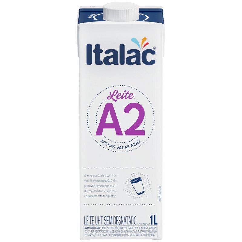 leite uht a2 semidesnatado italac 1 litro