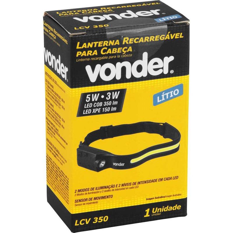 lanterna de cabeça vonder amarelo e preto lcv350