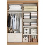 guarda-roupa 3 portas 2 gavetas thb aspen capuccino e off-white 5926