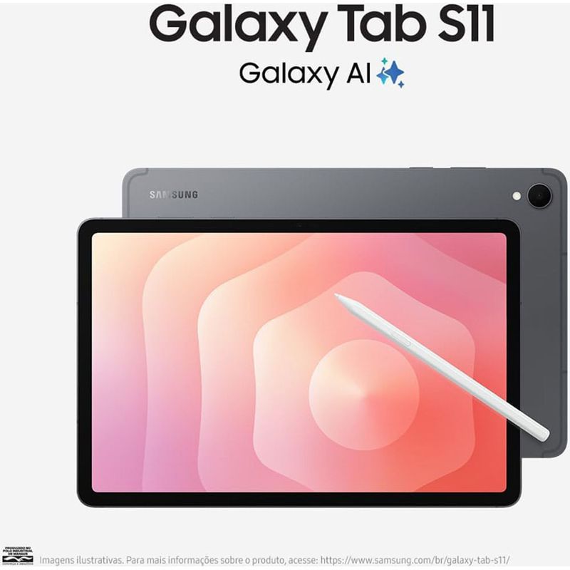 tablet samsung galaxy tabs11 256gb cinza tela 11" 12gb ram