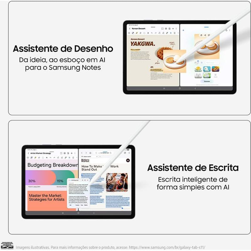 tablet samsung galaxy tabs11 256gb cinza tela 11" 12gb ram