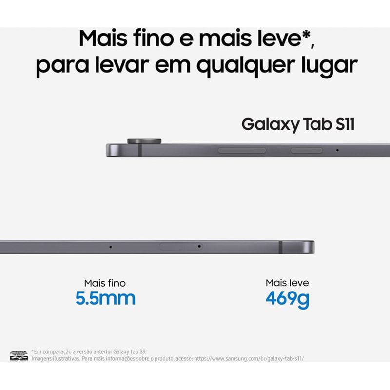 tablet samsung galaxy tabs11 256gb cinza tela 11" 12gb ram