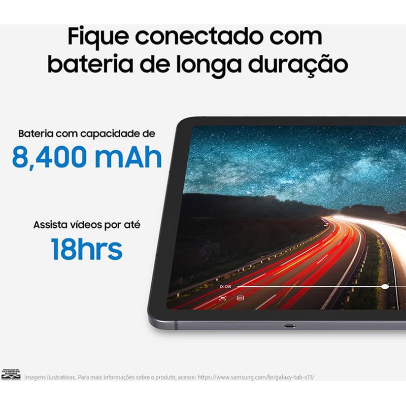 tablet samsung galaxy tabs11 256gb cinza tela 11" 12gb ram