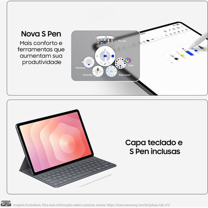 tablet samsung galaxy tabs11 256gb cinza tela 11" 12gb ram