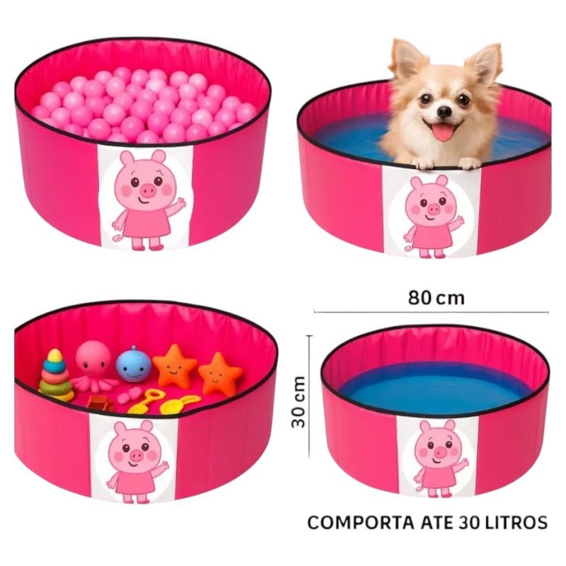 piscina aquática bb kids bebê pig dobrável (mp)