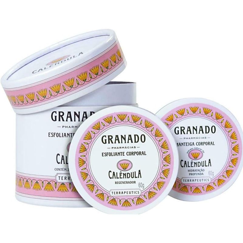 kit granado calêndula terrapeutics esfoliante + manteiga corporal 60g