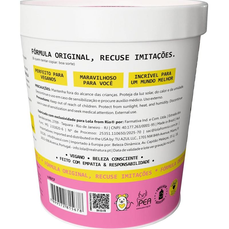 máscara capilar lola from rio brilho lamenar a fórmula 450g