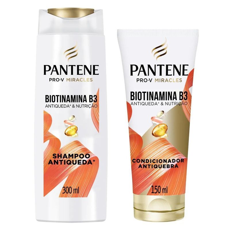 kit pantene biotinamina b3 antiqueda & nutrição shampoo 300ml + condicionador 150ml