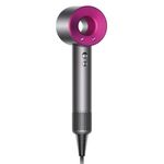 secador de cabelo dyson com suporte preto e roxo c-bi