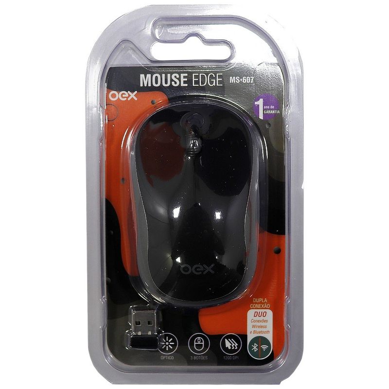 mouse sem fio oex edge preto ms607