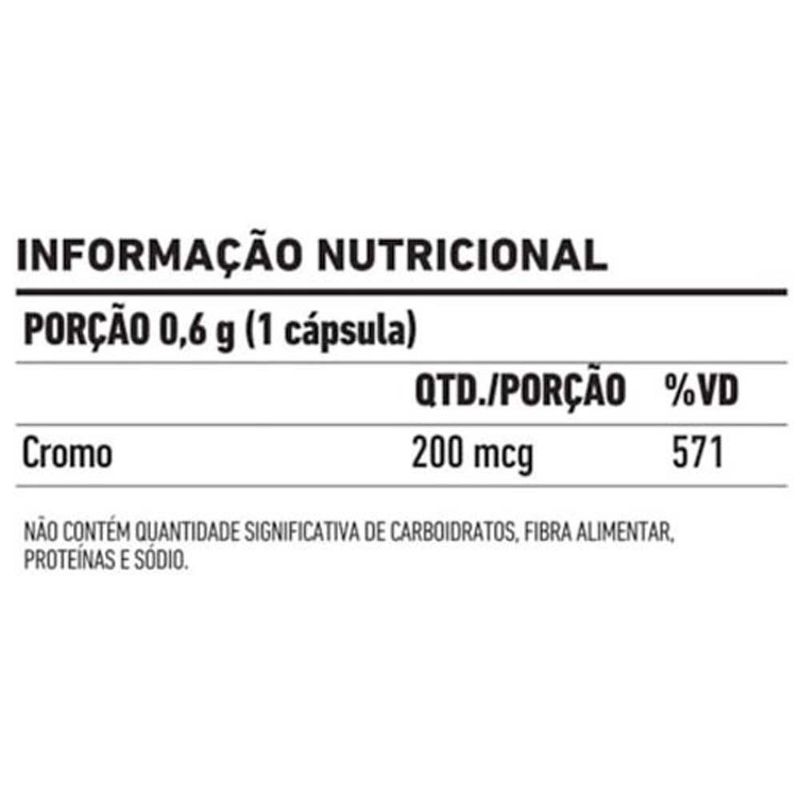picolinato de cromo 200mcg 60 cápsulas suplemento alimentar fdc