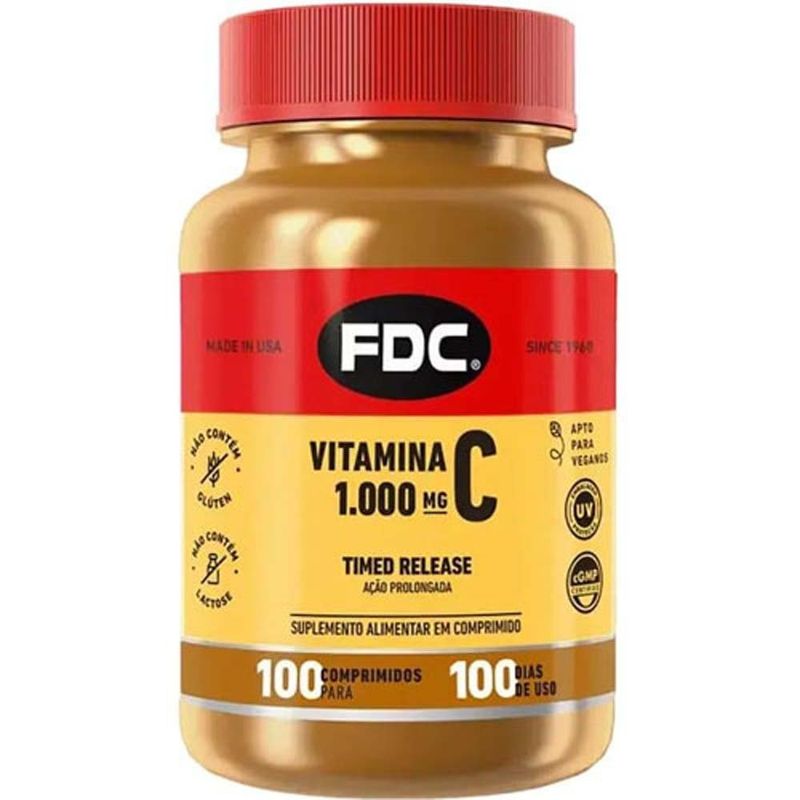 vitamina c 1.000mg time release 100 comprimidos suplemento alimentar fdc