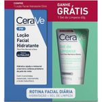 kit cerave loção facial hidratante 52ml + gel de limpeza 40g