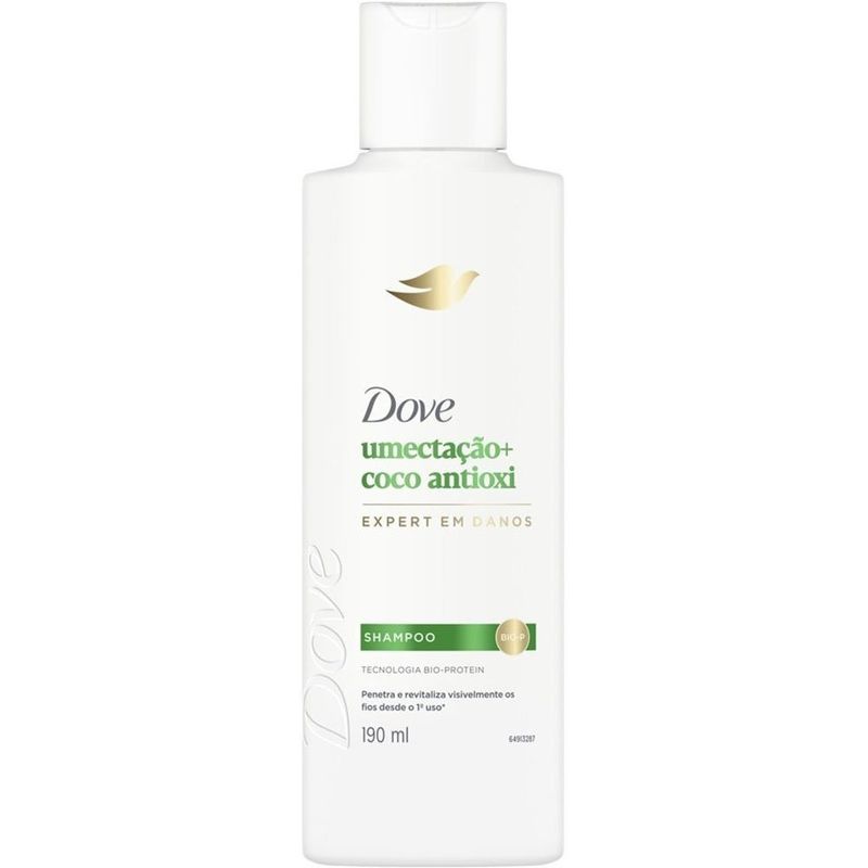 shampoo dove umectação + coco antioxi 190ml