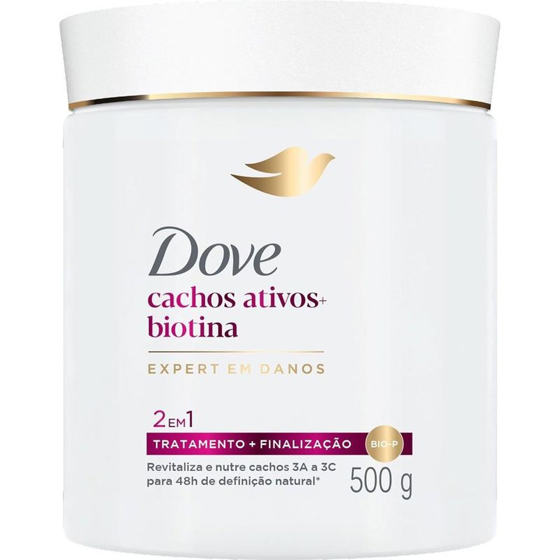 máscara de tratamento e finalização 2 em 1 dove cachos ativos + biotina 500g