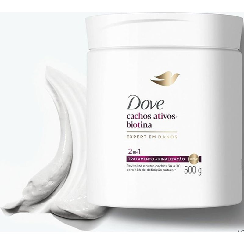 máscara de tratamento e finalização 2 em 1 dove cachos ativos + biotina 500g