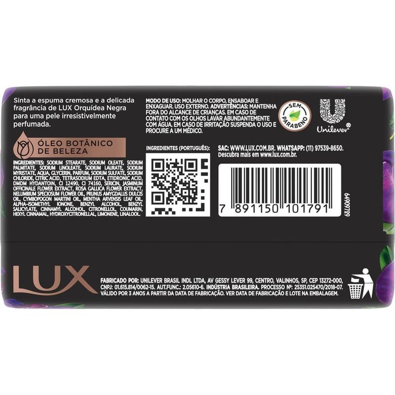 sabonete em barra lux botanicals orquídea negra 125g