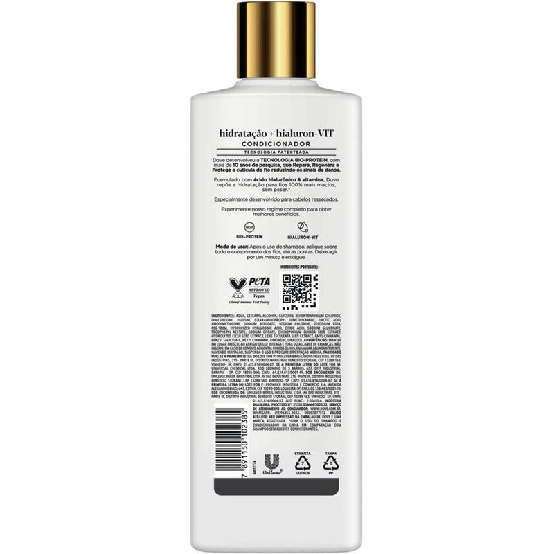 condicionador dove hidratação + hialuron-vit 370ml