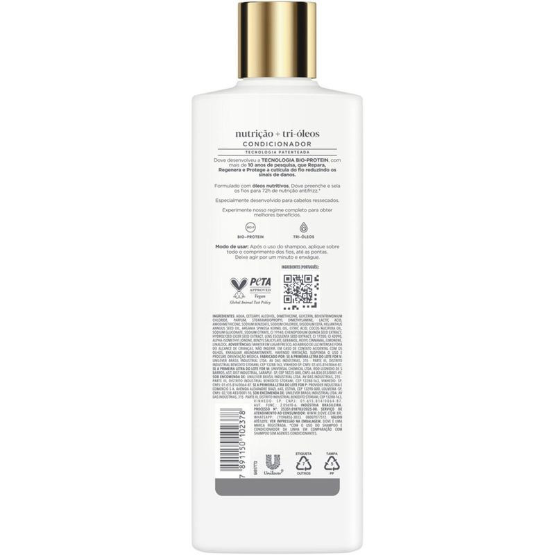 condicionador dove nutrição + tri-óleos 370ml