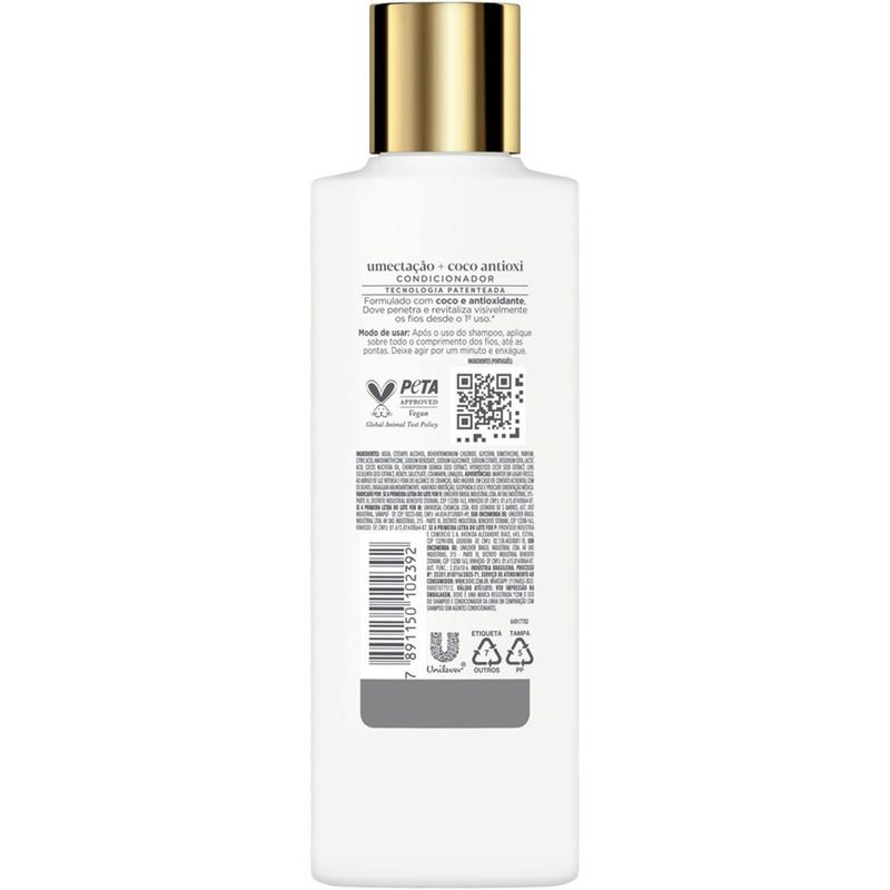 condicionador dove umectação + coco antioxi 190ml
