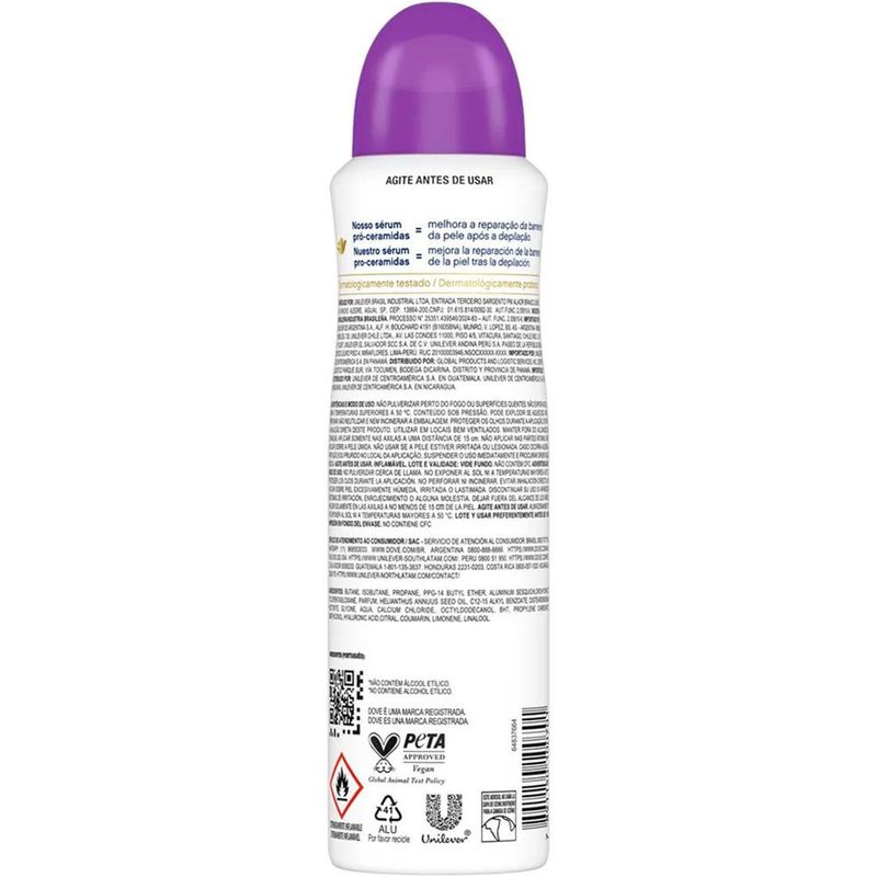 desodorante aerossol dove fresh care lavanda & baunilha 150ml