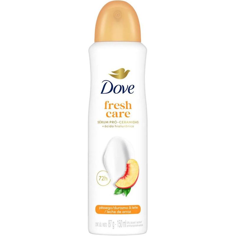 desodorante aerossol dove fresh care pêssego & leite de arroz 150ml
