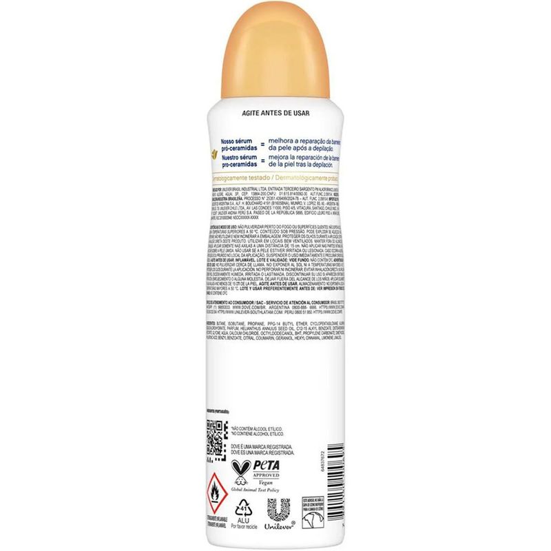 desodorante aerossol dove fresh care pêssego & leite de arroz 150ml