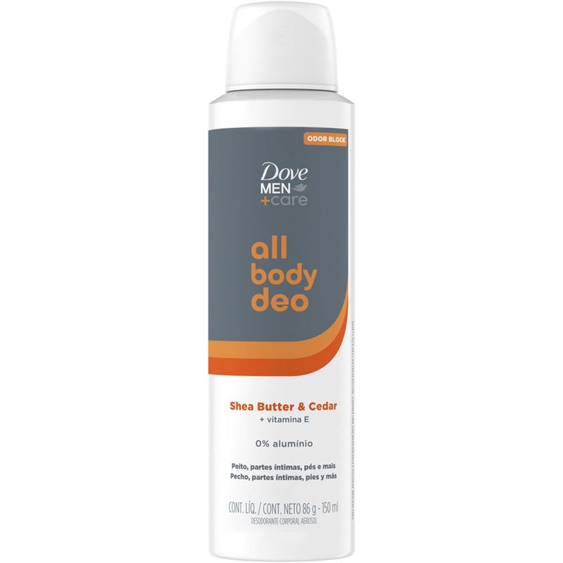 desodorante aerossol dove men+care shea butter & cedar 150ml