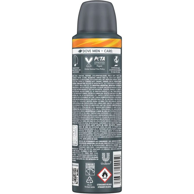 desodorante aerossol dove men+care energy boost 150ml