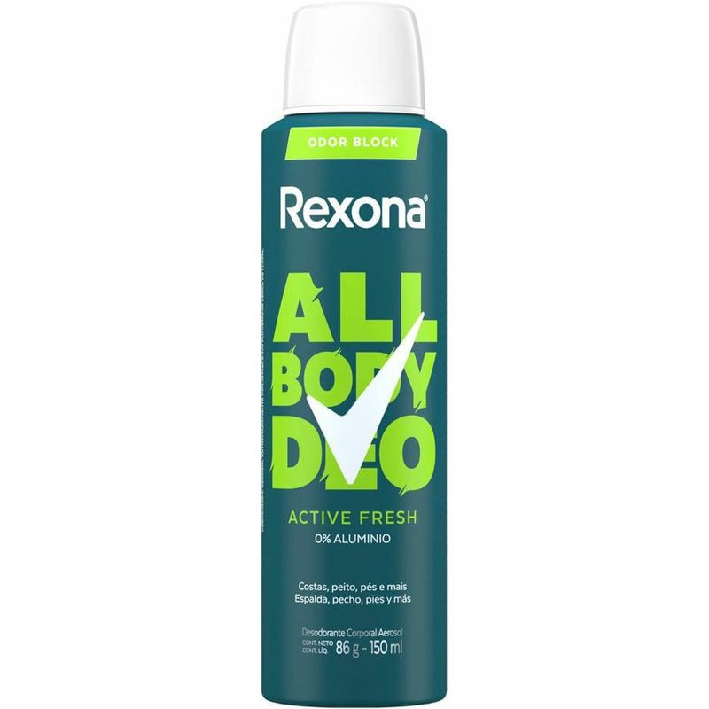 desodorante corporal aerosol rexona all body deo active fresh 150ml