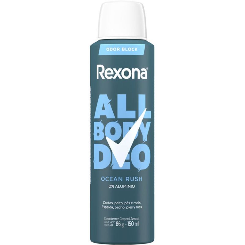 desodorante corporal aerosol rexona all body deo ocean rush 150ml