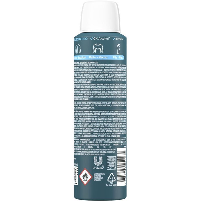 desodorante corporal aerosol rexona all body deo ocean rush 150ml