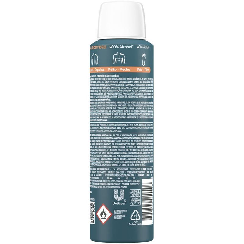 desodorante corporal aerosol rexona all body deo bold spirit 150ml
