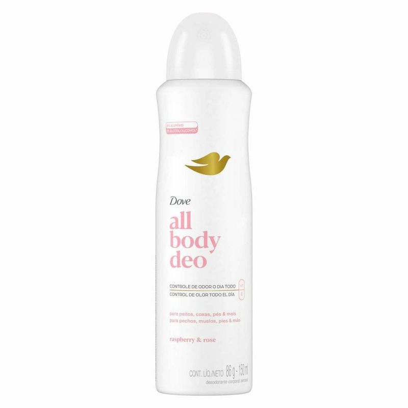 desodorante corporal aerosol dove all body deo raspberry & rose 150ml