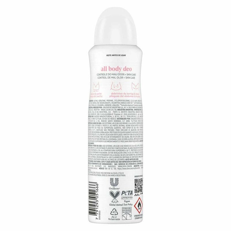 desodorante corporal aerosol dove all body deo raspberry & rose 150ml
