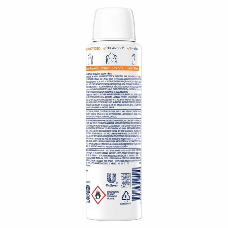desodorante corporal aerosol rexona all body deo fresh citrus 150ml