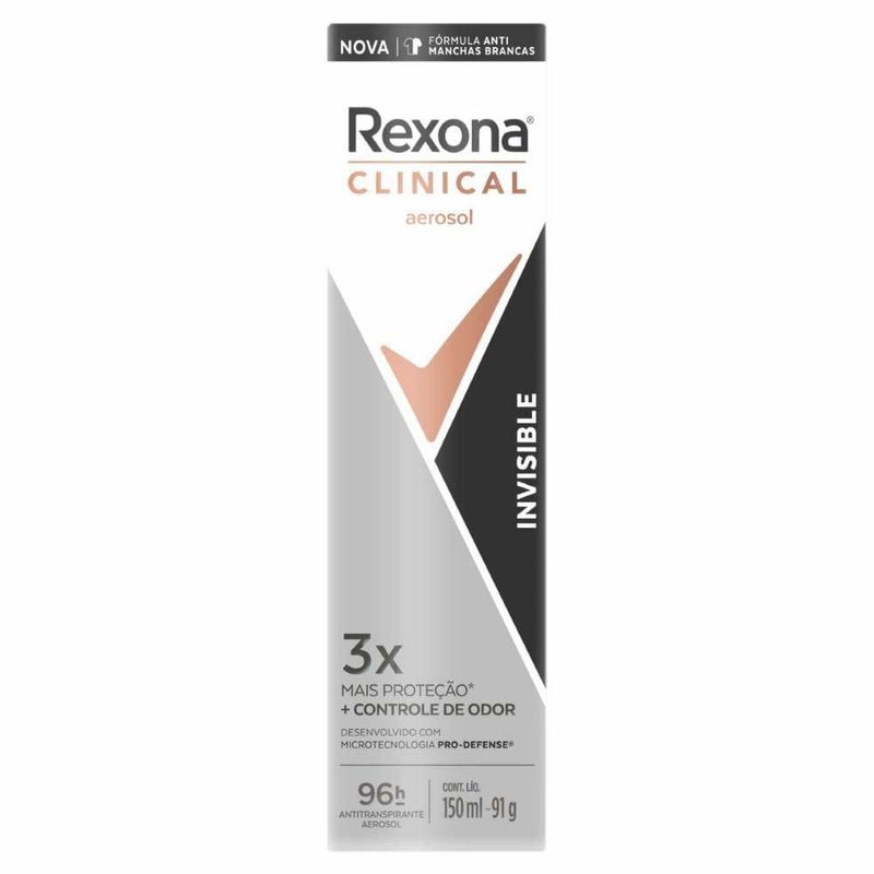 desodorante antitranspirante aerosol rexona clinical invisible150ml