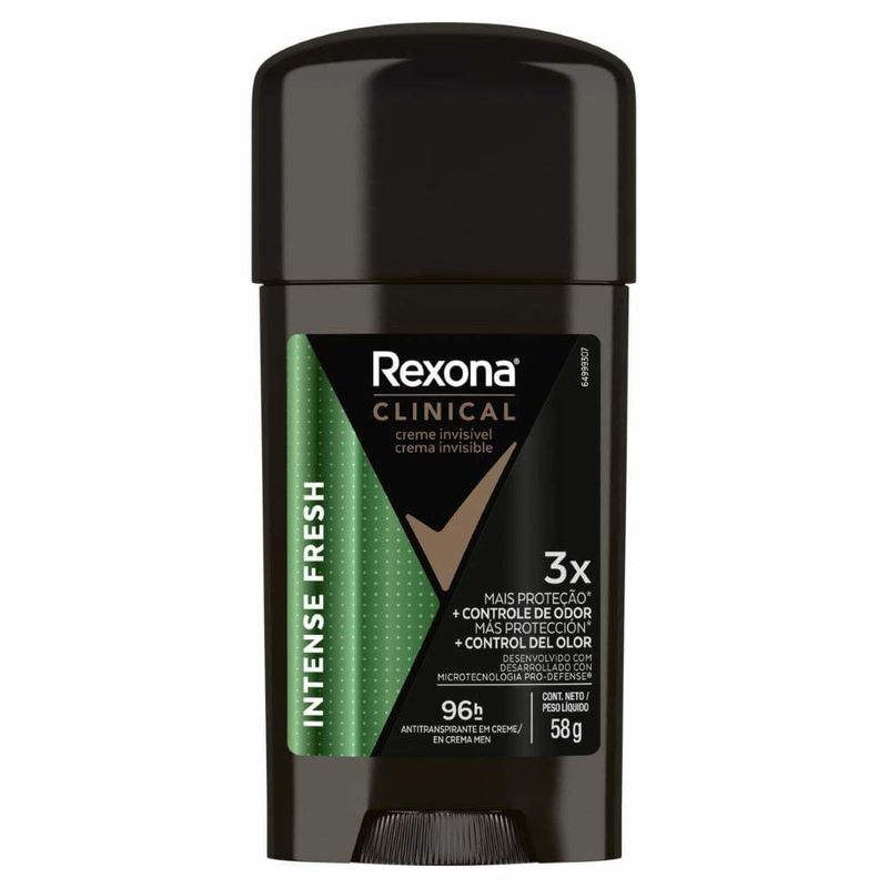 desodorante antitranspirante em creme rexona clinical intense fresh 58g