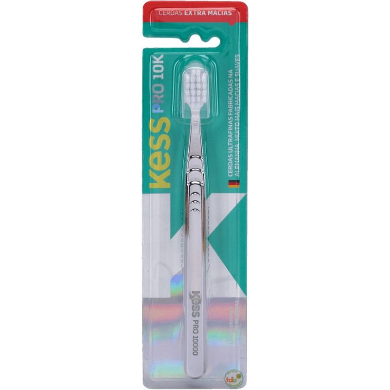 escova de dente kess pro 10k extra macia metallic silver