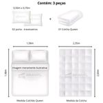 kit colcha queen branyl 3 peças dalia preto e vermelho 235x260cm (mp)