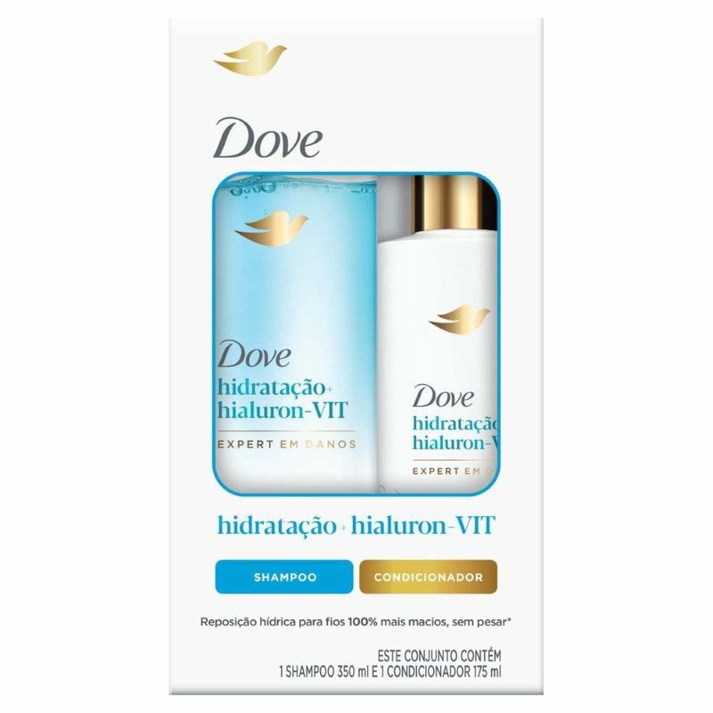 kit shampoo 350ml + condicionador 175ml dove hidratação + hialuron-vit