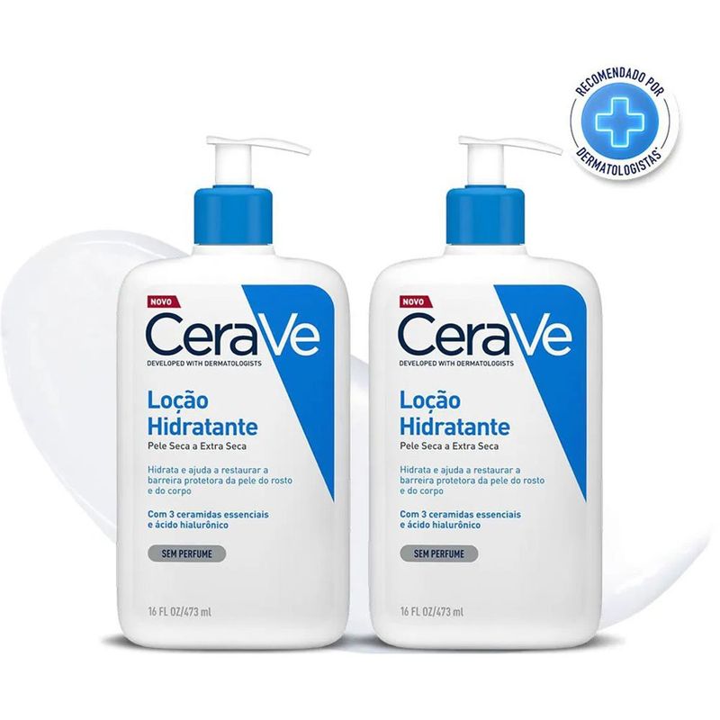 kit loção hidratante corporal cerave pele seca e extra seca 473ml 2 unidades