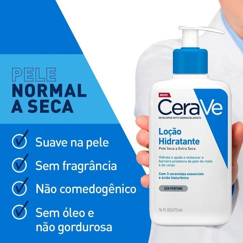 kit loção hidratante corporal cerave pele seca e extra seca 473ml 2 unidades