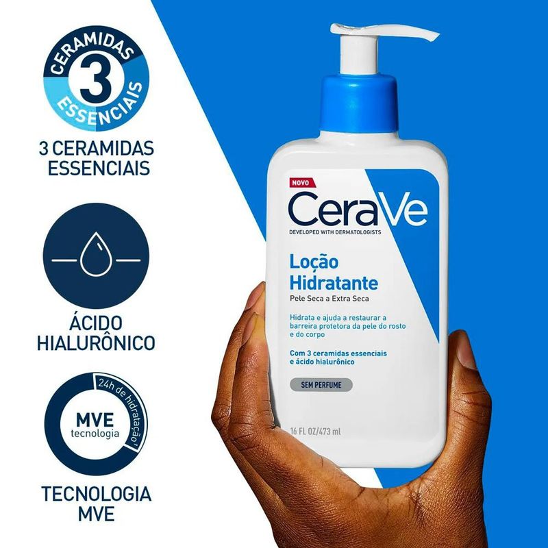 kit loção hidratante corporal cerave pele seca e extra seca 473ml 2 unidades