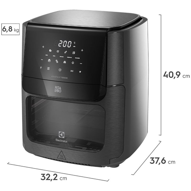 fritadeira electrolux air fryer rita lobo 12 litros eaf85 cor grafite