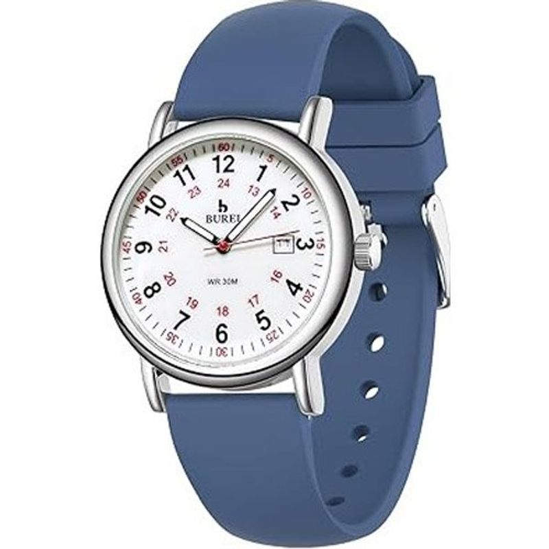 relógio analógico burei azul a-mbi