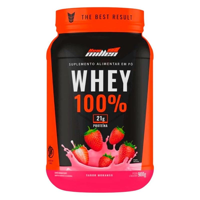 whey 100% new millen morango 900g (mp)