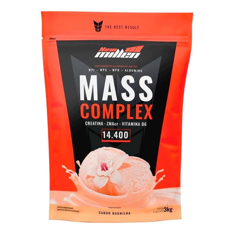 hipercalórico mass complex 14.400 new millen baunilha 3kg (mp)