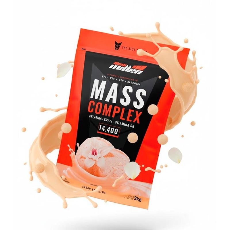 hipercalórico mass complex 14.400 new millen baunilha 3kg (mp)