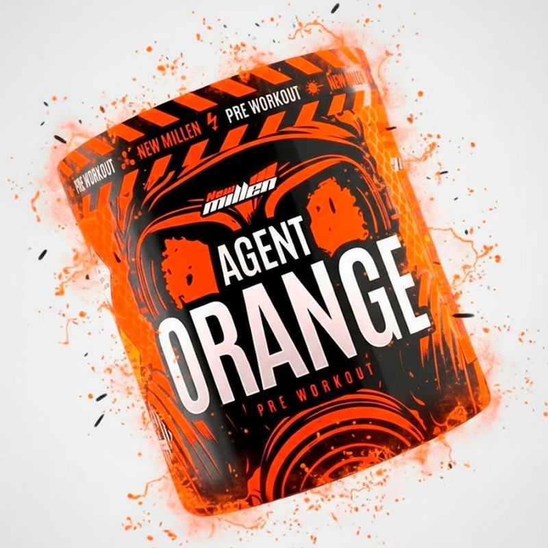 pré-treino agent orange new millen tangerina com morango 250g (mp)